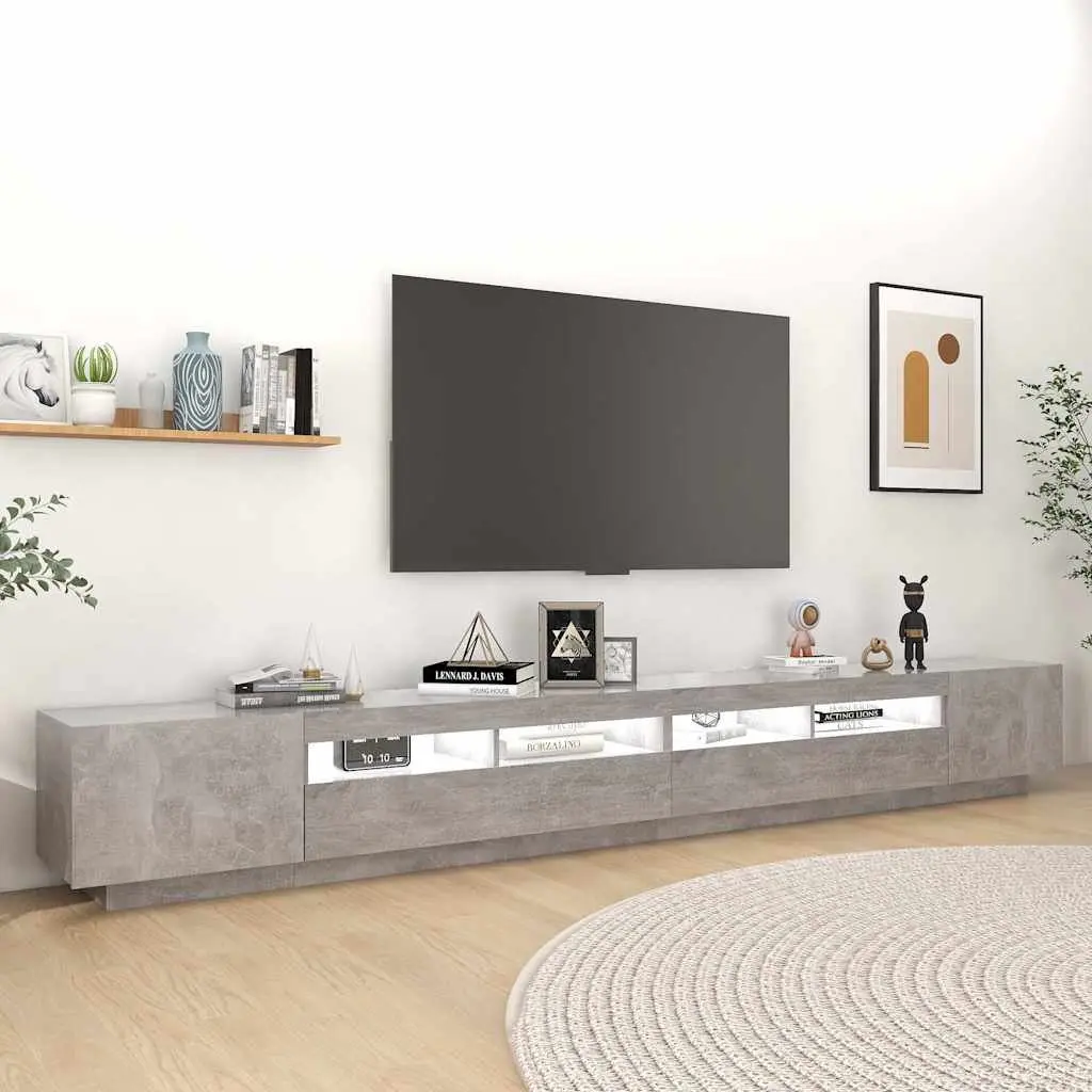 Grey TV Cabinet with Integrated LED Lighting