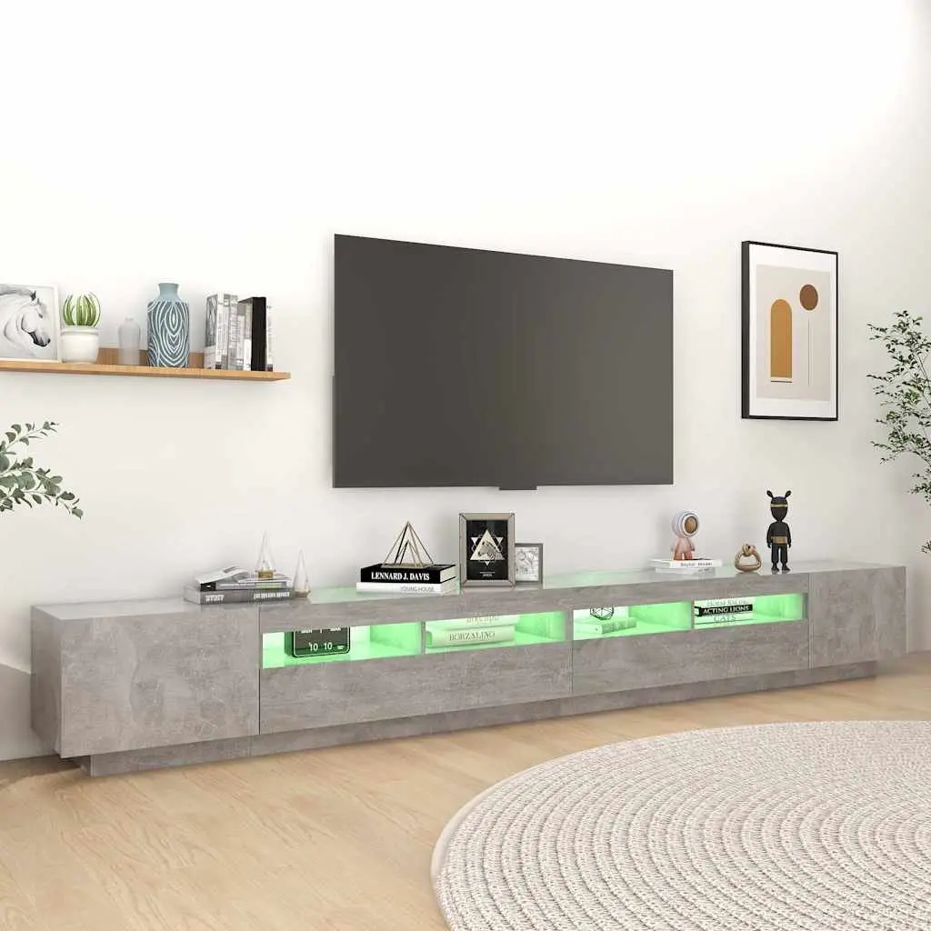 Grey TV Cabinet with Integrated LED Lighting