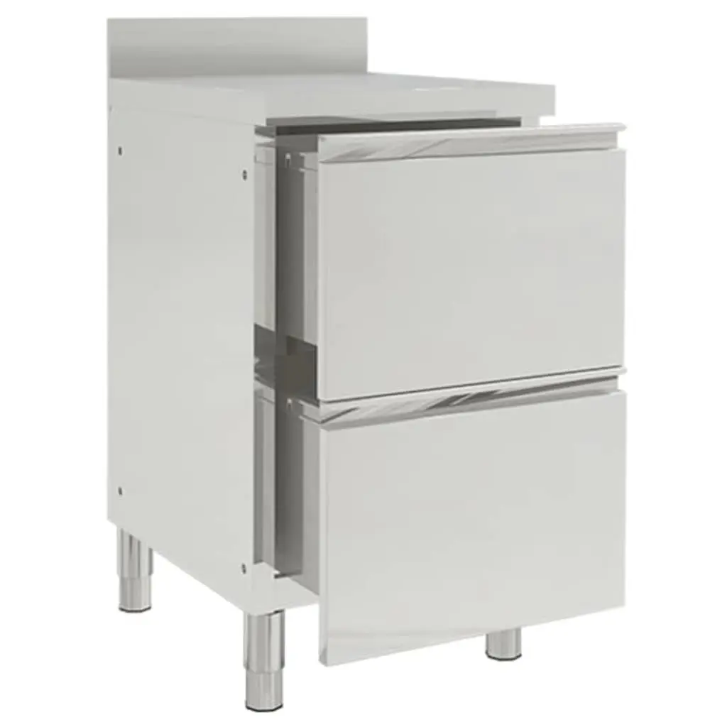 Stainless Steel Kitchen Storage Cabinet 50x60x96cm with 2 Drawers and Backsplash for Organized Commercial Use