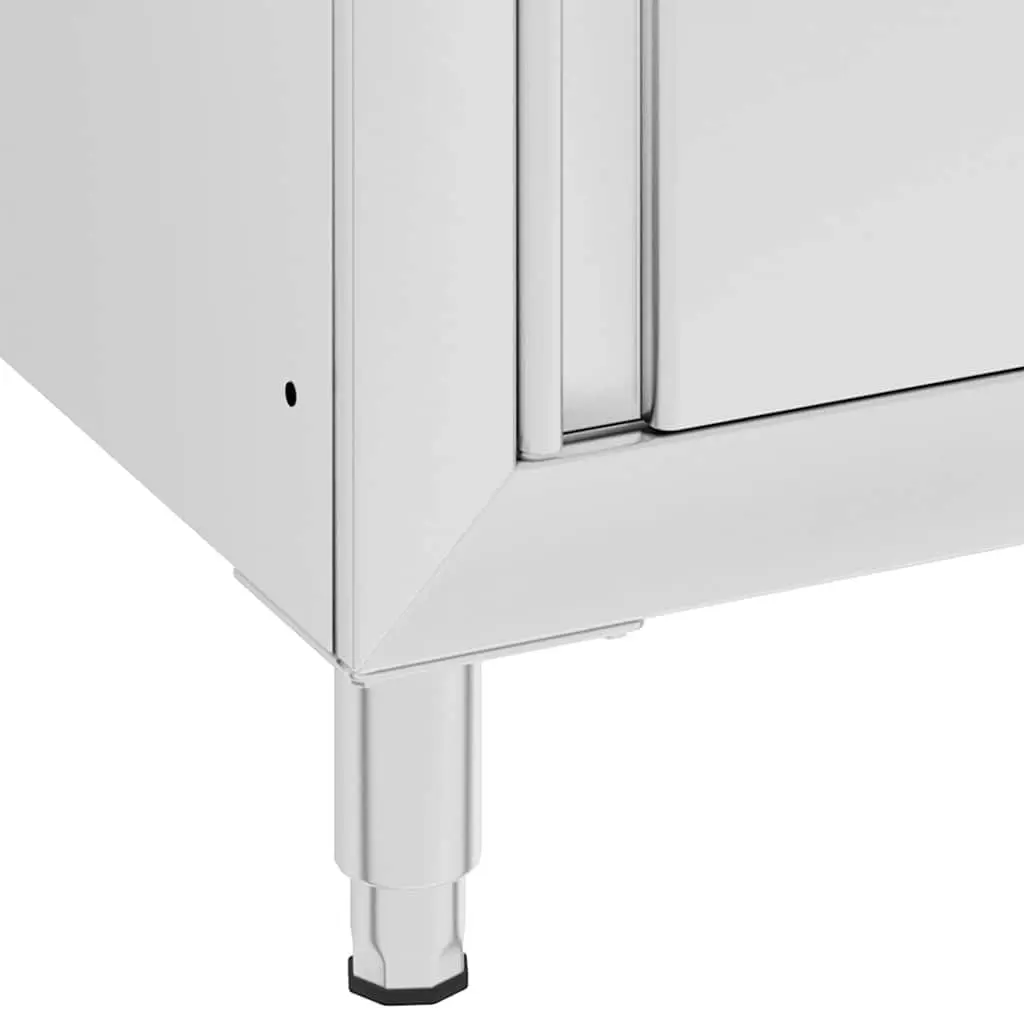 Commercial Kitchen Cabinet Stainless Steel 2 Piece Adjustable Feet Backsplash Water Pipe Hole
