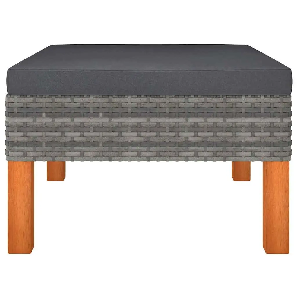 Garden Lounge Set 7 Piece Outdoor Sofa Grey Rattan Steel Eucalyptus Wood