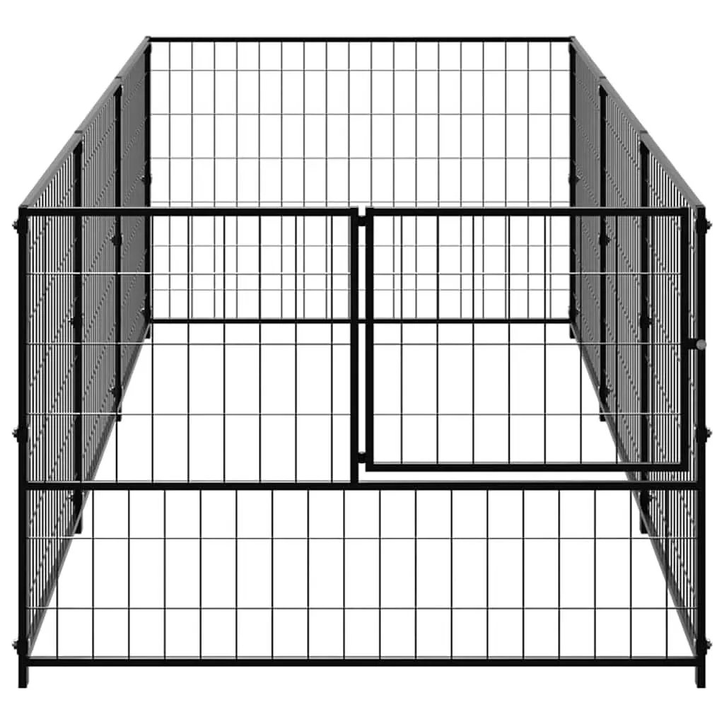 Dog Kennel Black 3m² Steel Wire Mesh Outdoor Exercise Run Cage