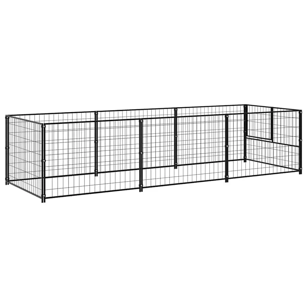 Dog Kennel Black 3m² Steel Wire Mesh Outdoor Exercise Run Cage