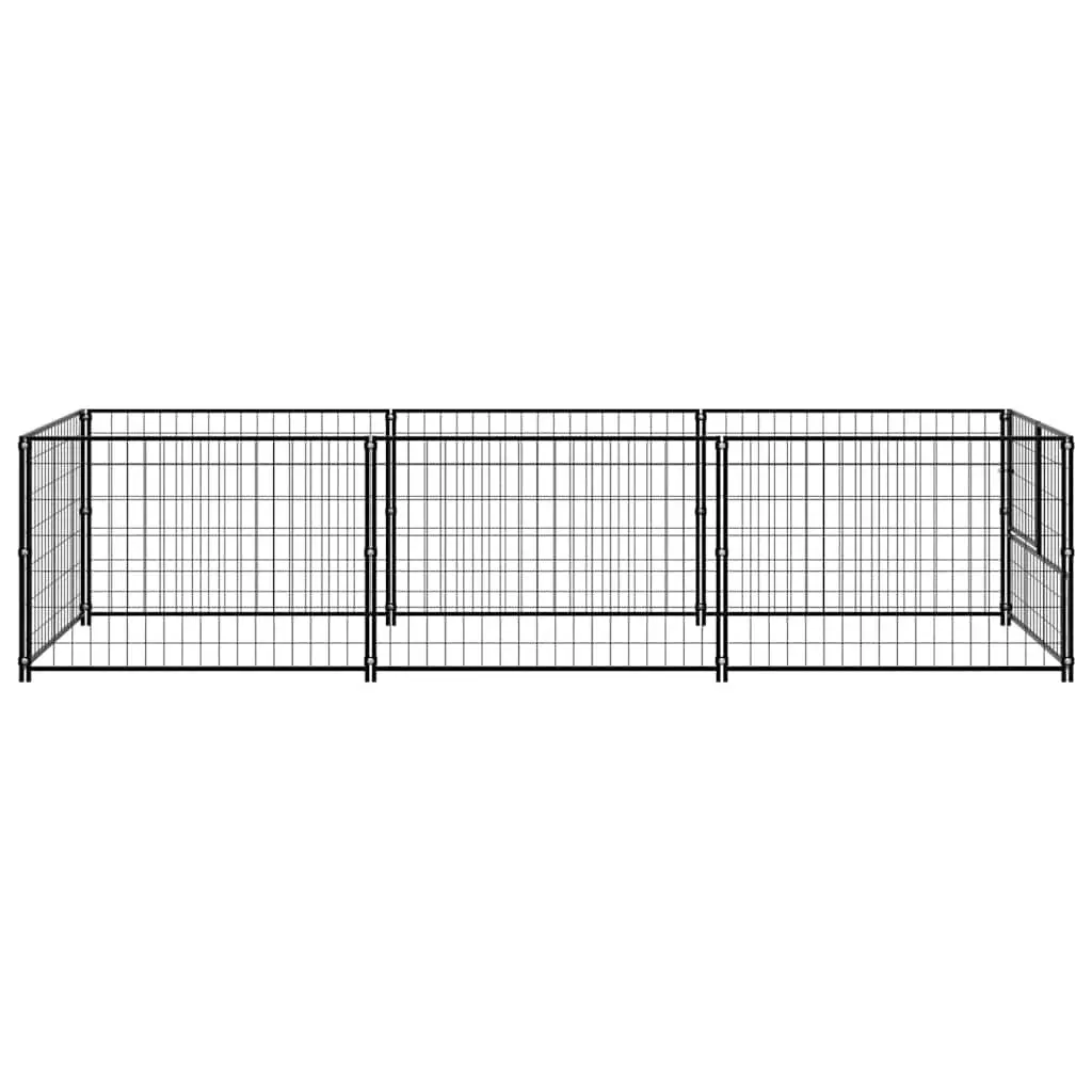 Dog Kennel Black 3m² Steel Wire Mesh Outdoor Exercise Run Cage