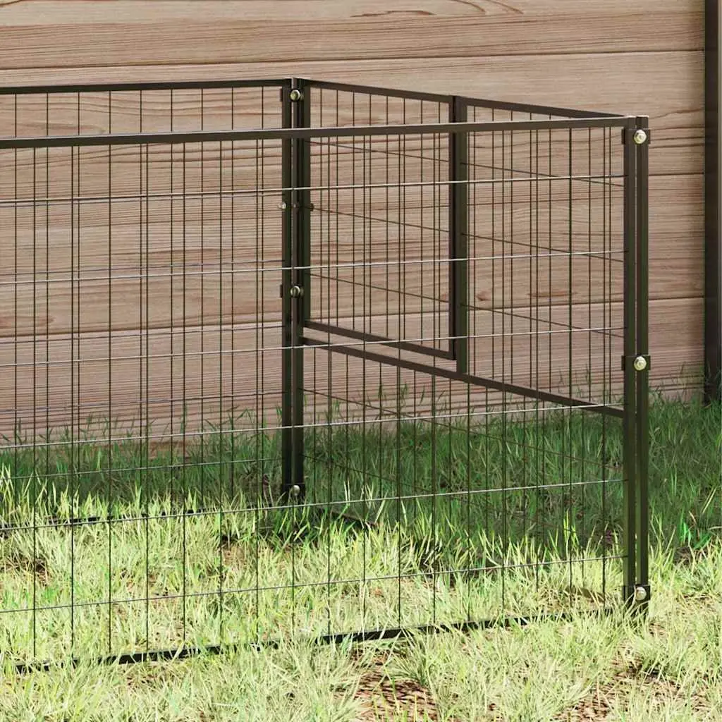 Dog Kennel Black 5 m² Steel Wire Mesh Outdoor Enclosure Play Area