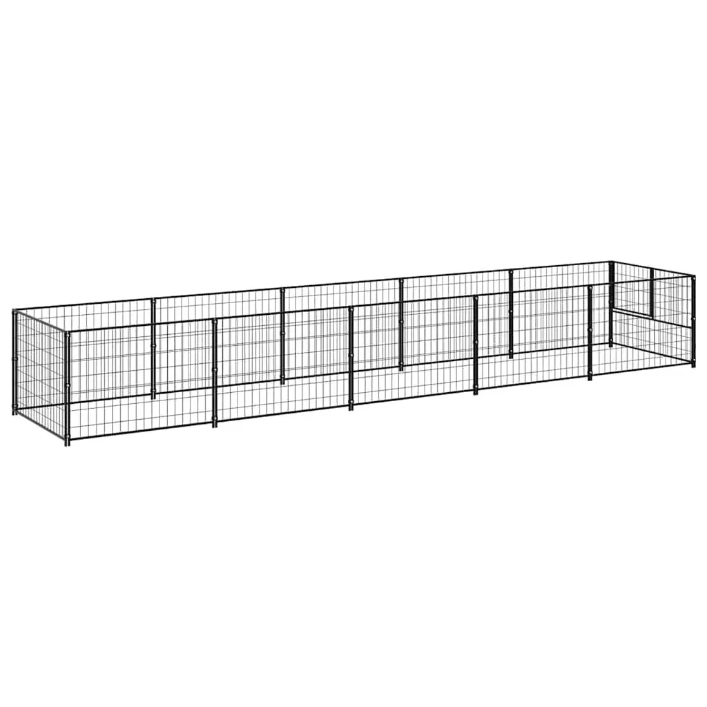 Dog Kennel Black 5 m² Steel Wire Mesh Outdoor Enclosure Play Area