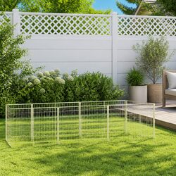 Dog Kennel 4m² Outdoor Pet Enclosure Steel Wire Mesh Run Lockable Door Silver