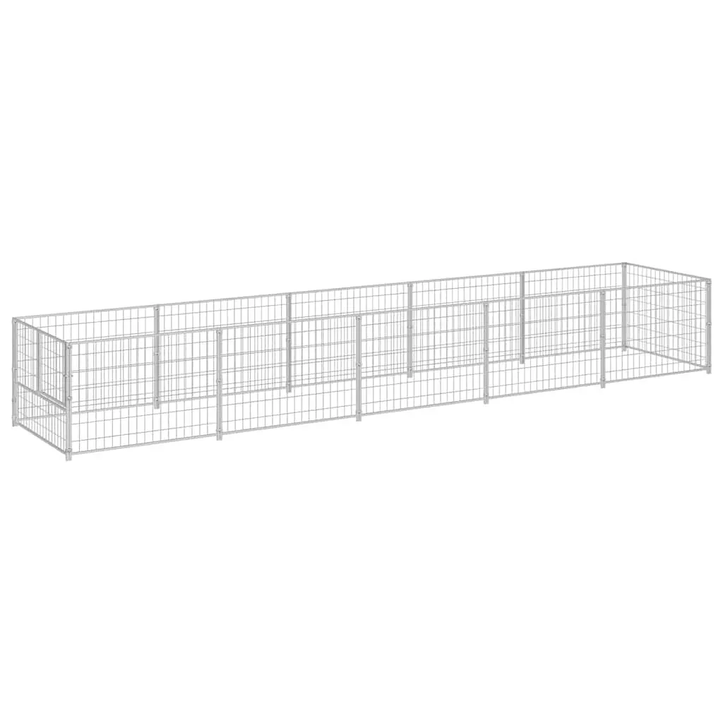 Dog Kennel Silver 5m² Outdoor Steel Wire Mesh Enclosure Exercise Playpen