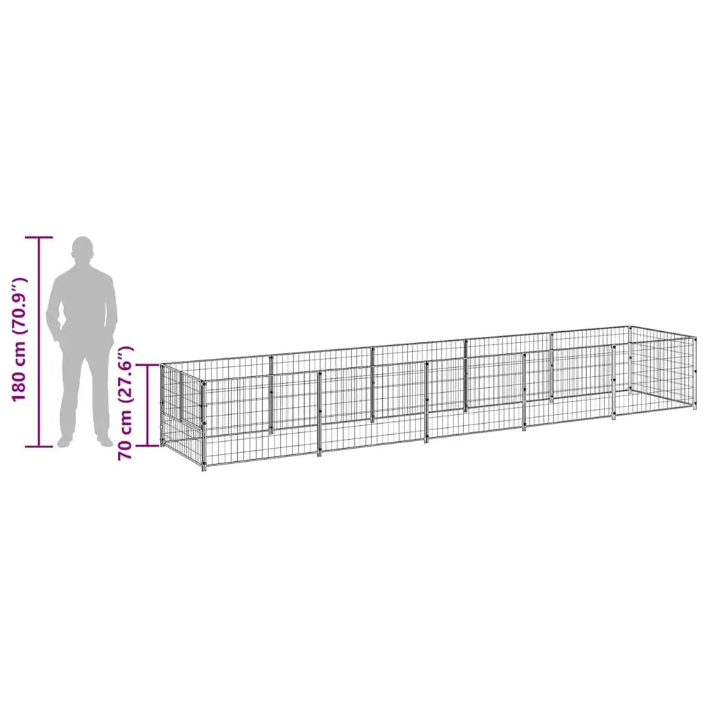Dog Kennel Silver 5m² Outdoor Steel Wire Mesh Enclosure Exercise Playpen