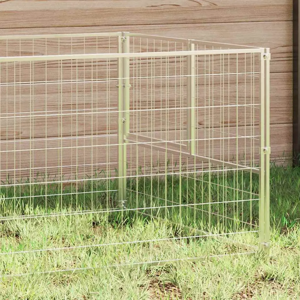 Dog Kennel Run Silver 7 m² Steel Wire Mesh Outdoor Pet Enclosure Exercise Play Pen
