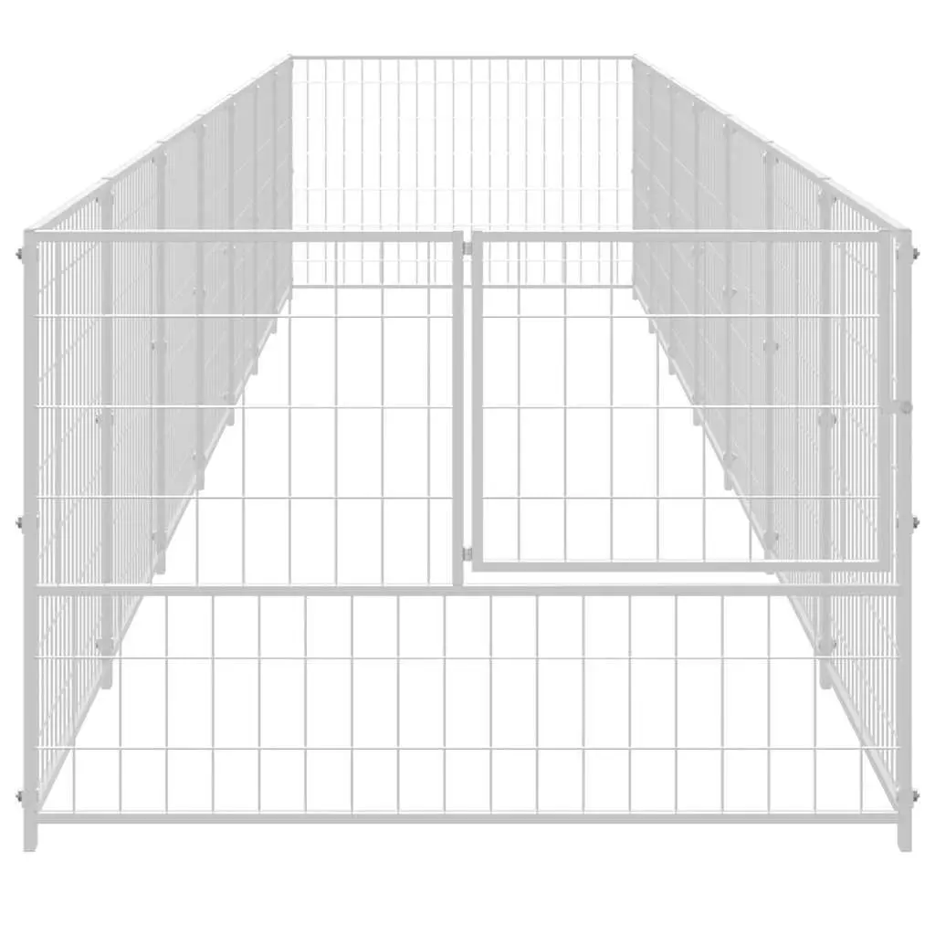 Dog Kennel Run Silver 7 m² Steel Wire Mesh Outdoor Pet Enclosure Exercise Play Pen