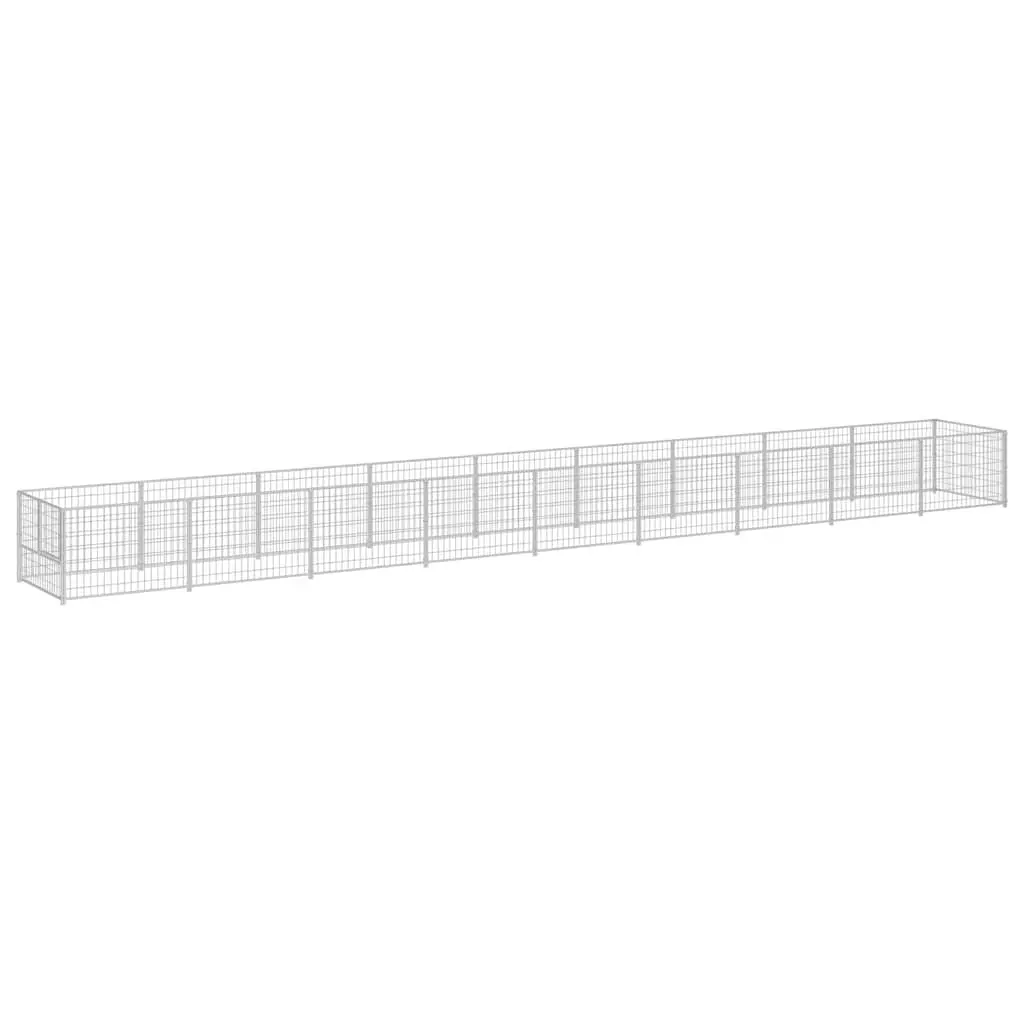 Dog Kennel Silver 9m² Steel Wire Mesh Outdoor Pet Enclosure Lockable Door