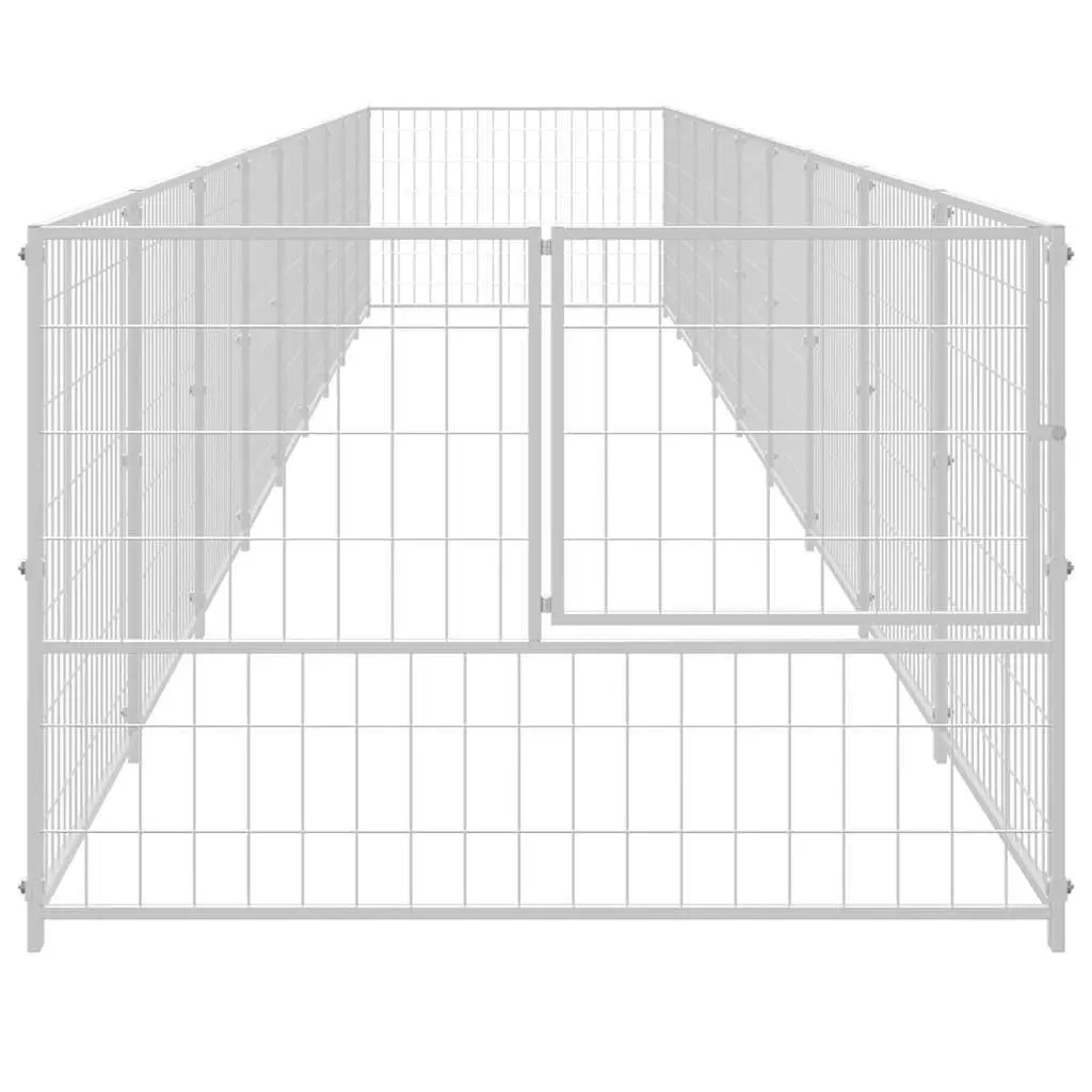 Dog Kennel Silver 9m² Steel Wire Mesh Outdoor Pet Enclosure Lockable Door