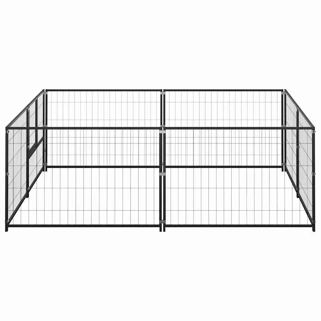 Dog Kennel Black 4m² Steel Wire Mesh Enclosure