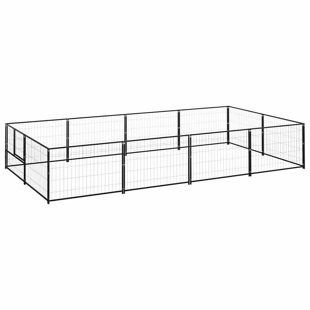 Dog Kennel Black Large Outdoor Steel Cage Enclosure with Wire Mesh Walls for Secure Exercise Play Area