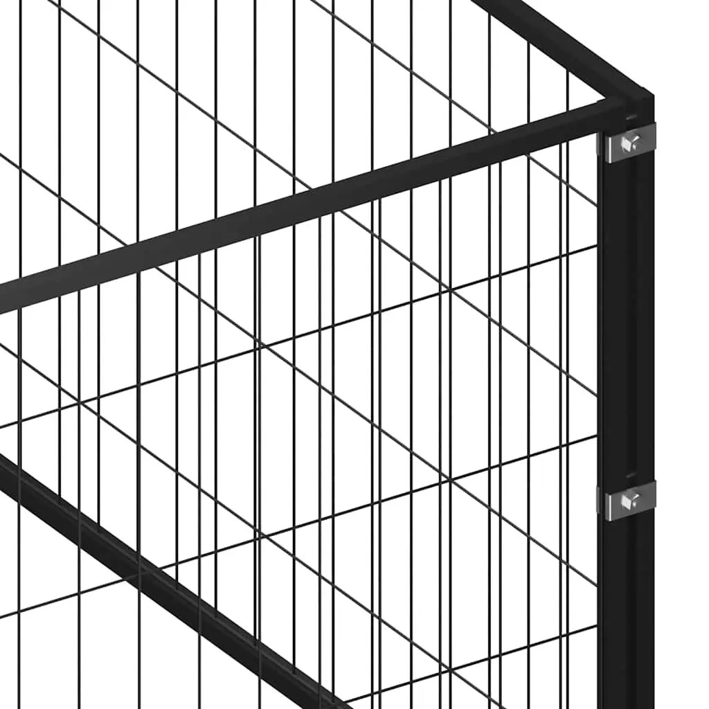 Dog Kennel Black Large Outdoor Steel Cage Enclosure with Wire Mesh Walls for Secure Exercise Play Area