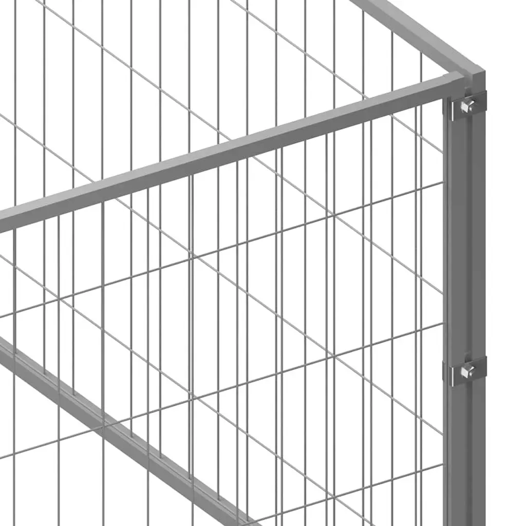 Dog Kennel Silver 8 m² Steel Wire Mesh Outdoor Enclosure Lockable Door
