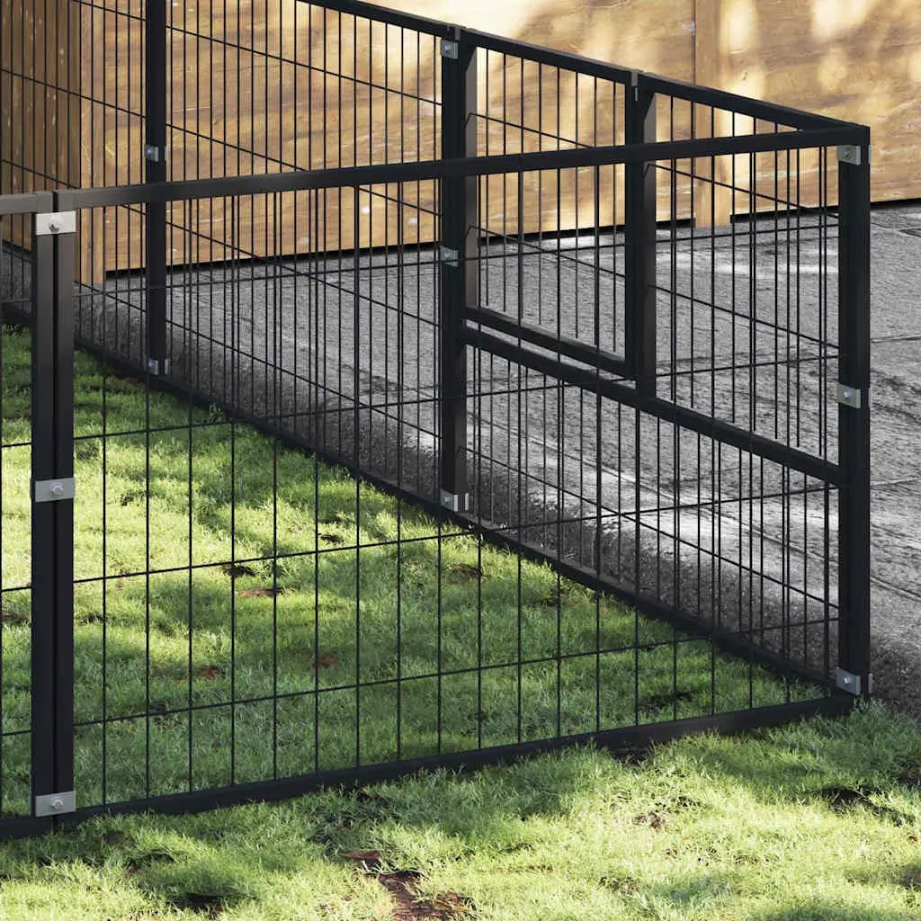 Dog Kennel Black 9m² Steel Wire Mesh Lockable Door Large Outdoor Pet Enclosure