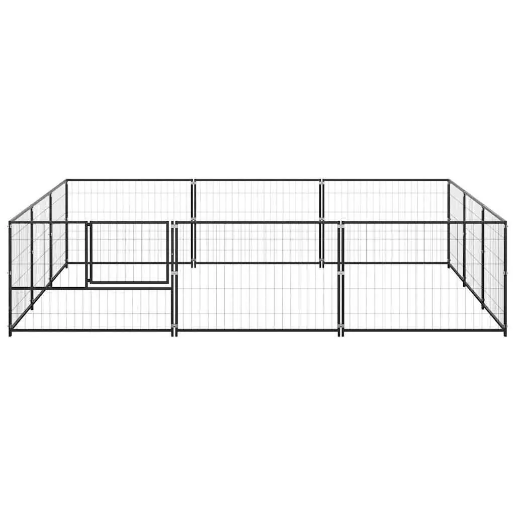 Dog Kennel Black 9m² Steel Wire Mesh Lockable Door Large Outdoor Pet Enclosure