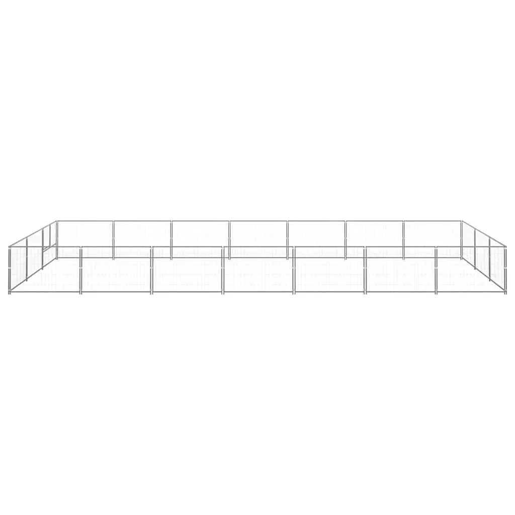 Dog Kennel Silver 21 m² Outdoor Pet Enclosure Steel Wire Mesh Run Play Pen