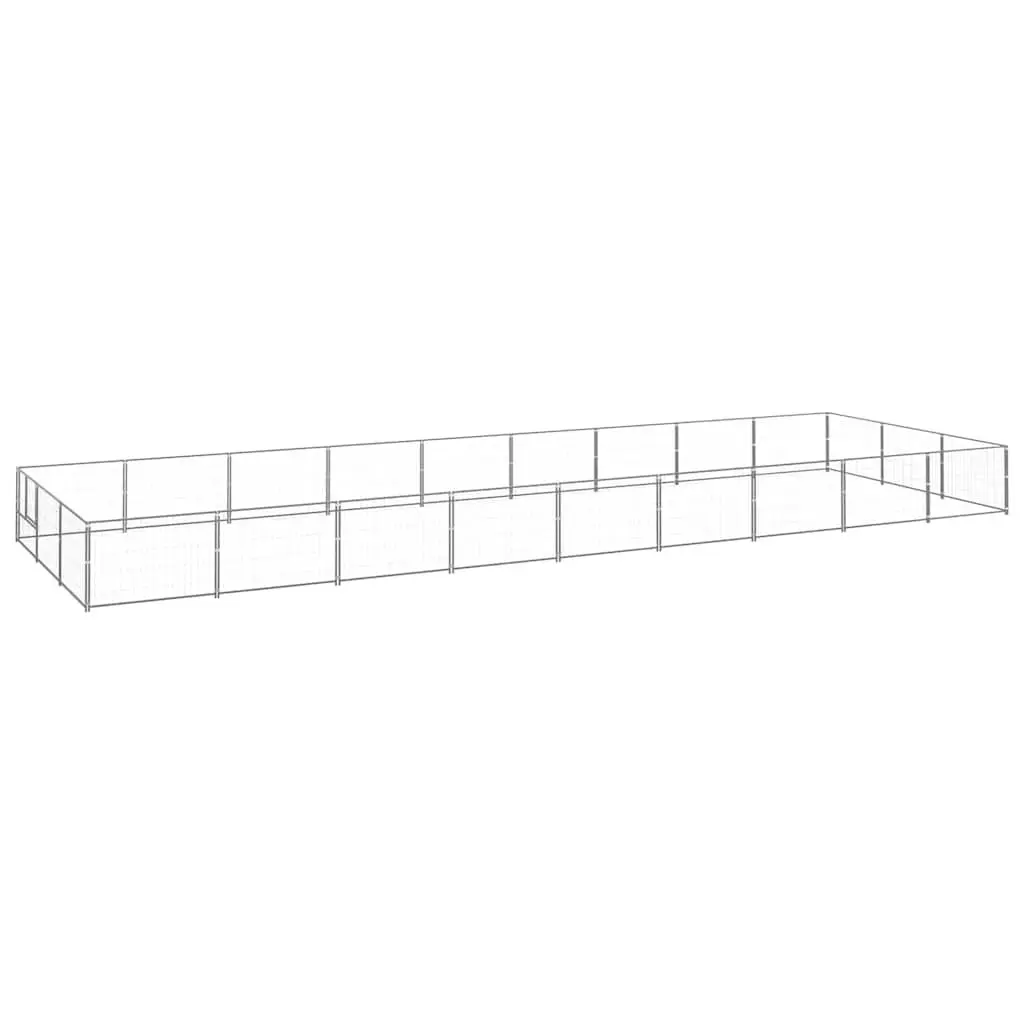 Dog Kennel Silver 27 m² Steel Wire Mesh Outdoor Play Enclosure Exercise Cage