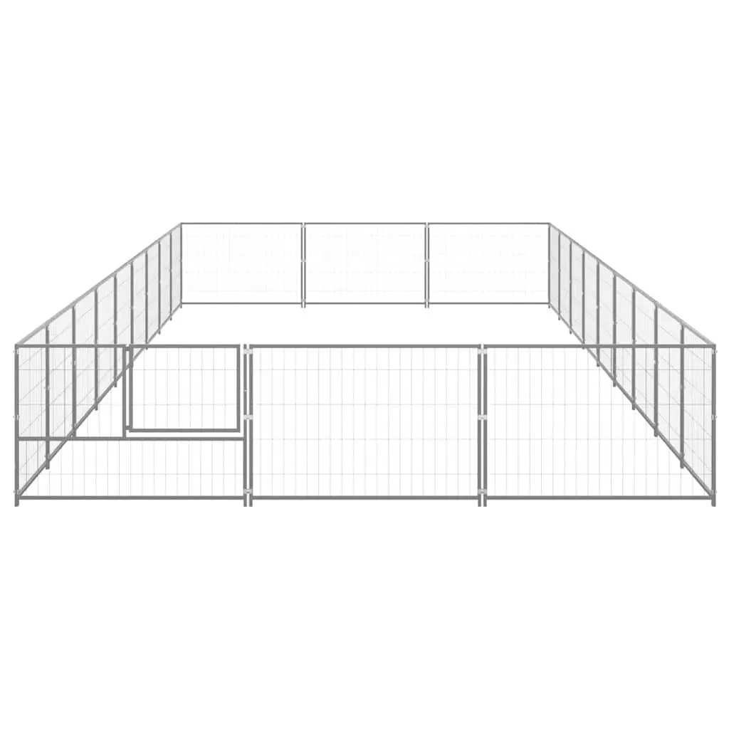 Dog Kennel Silver 27 m² Steel Wire Mesh Outdoor Play Enclosure Exercise Cage