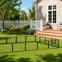 Dog Kennel Outdoor Play Enclosure Steel Wire Mesh 24 sqm Black Pet Run