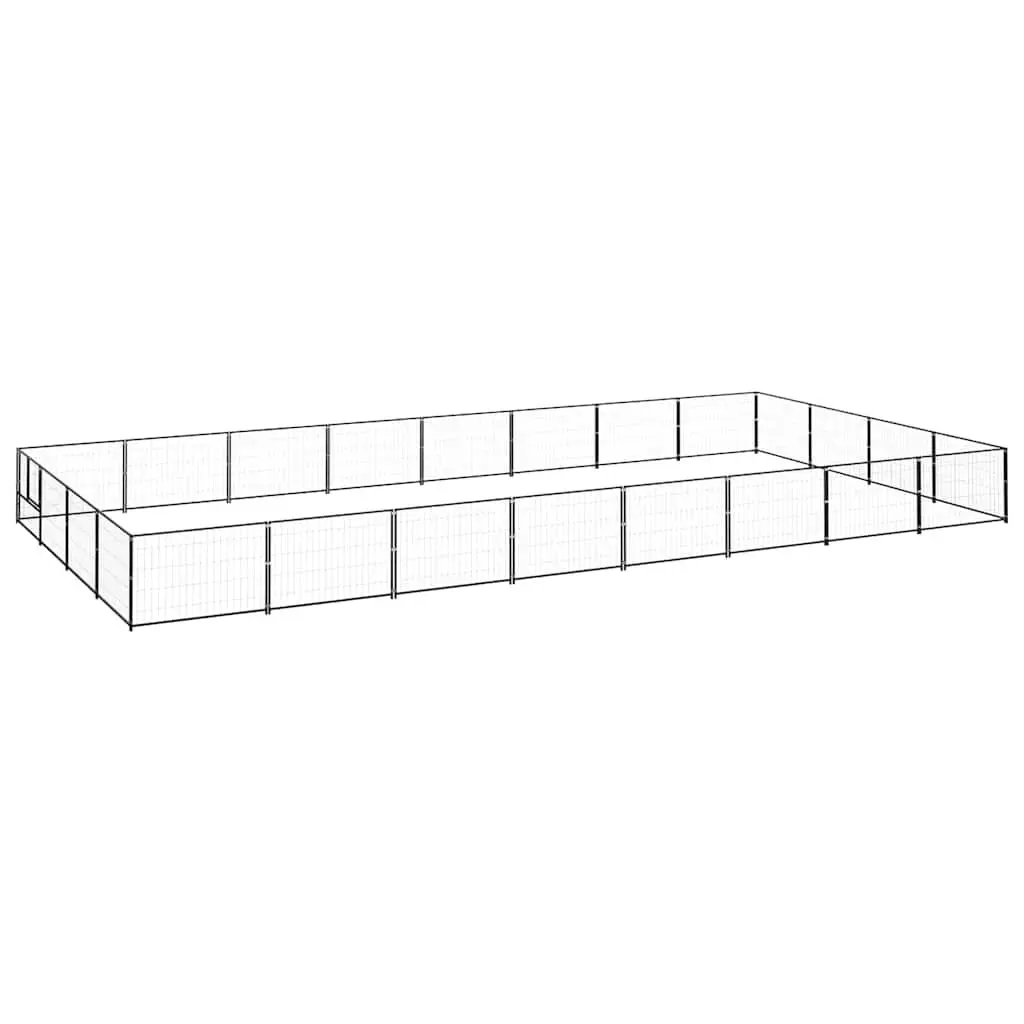 Dog Kennel Black Large Outdoor Steel Cage Pet Enclosure Run Mesh Wire Door Latch