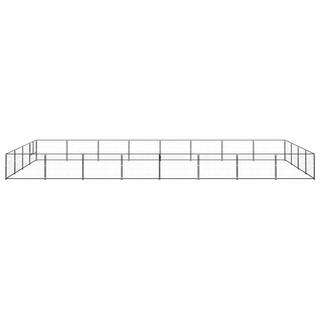 Dog Kennel Black Large Outdoor Steel Cage Pet Enclosure Run Mesh Wire Door Latch