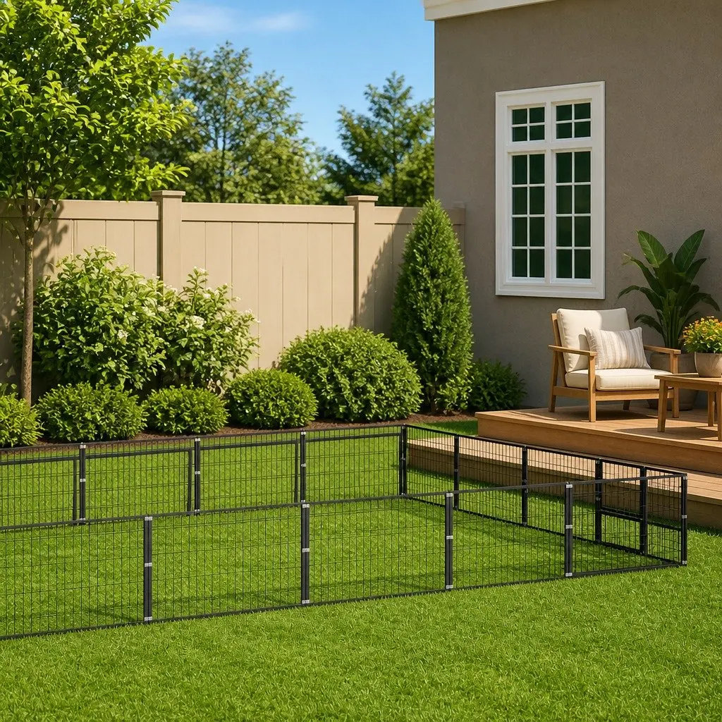 Dog Kennel Black Large Steel Wire Mesh Outdoor Exercise Run Cage
