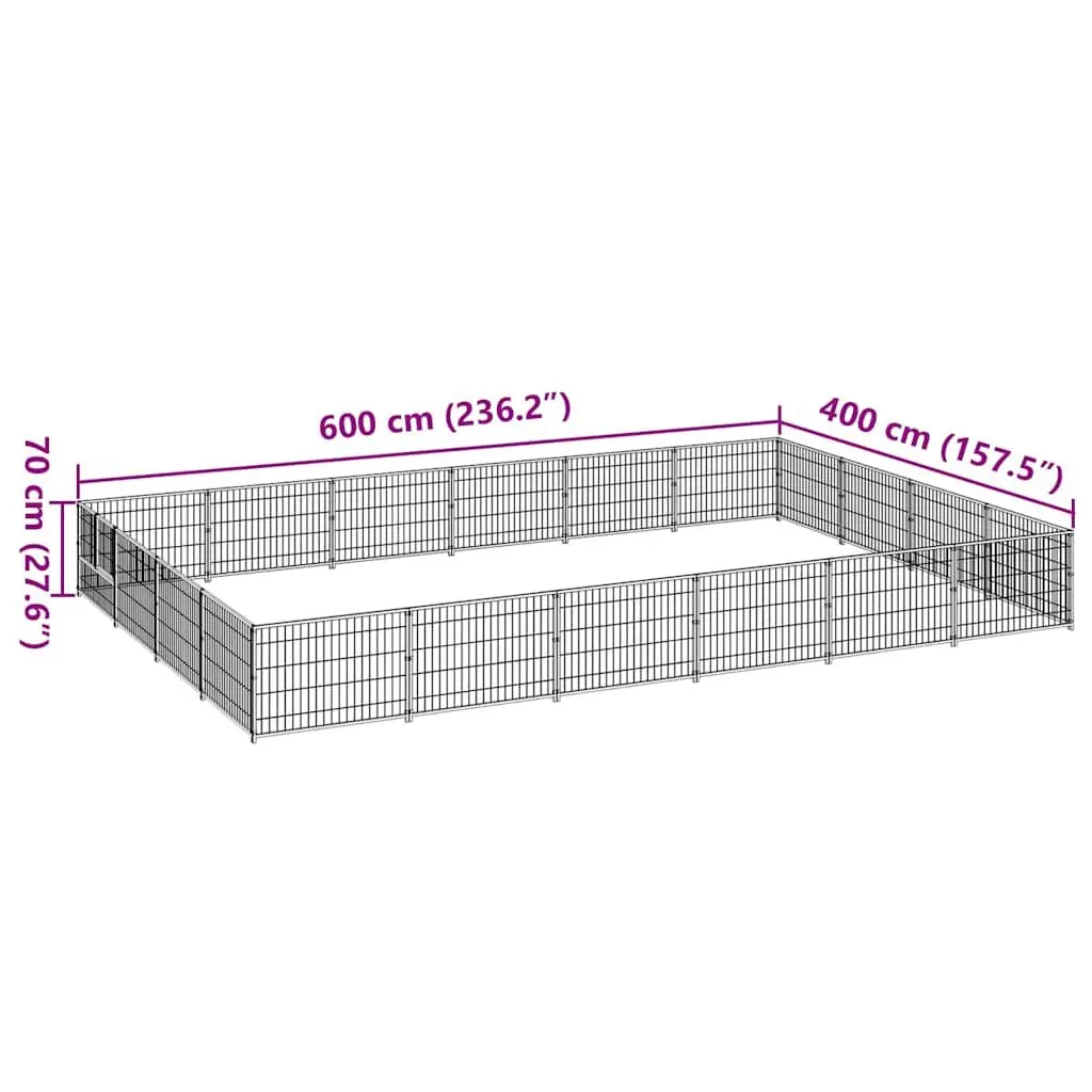 Dog Kennel Silver Large Steel Wire Mesh Outdoor Play Pen Cage