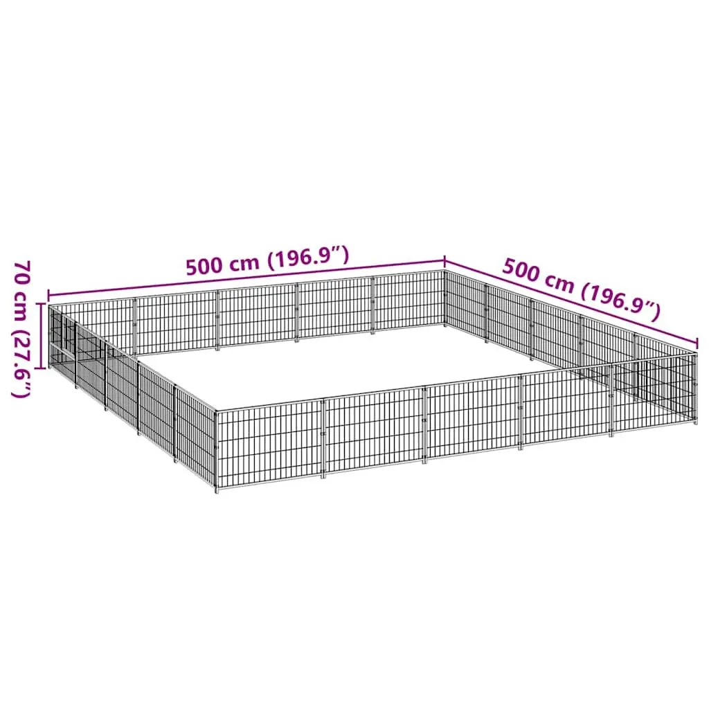 Dog Kennel Silver 25 m² Steel Wire Mesh Outdoor Cage Enclosure Run Pen