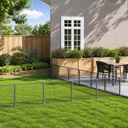 Dog Kennel Outdoor Pet Enclosure Steel Wire Mesh Cage Large Run Silver