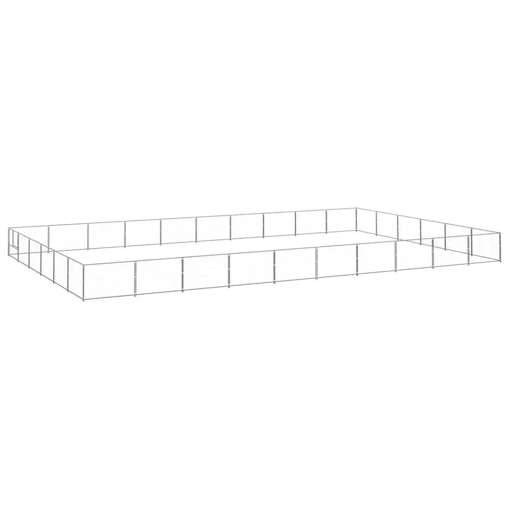 Dog Kennel Silver Outdoor 60m² Steel Wire Mesh Run Lockable Door
