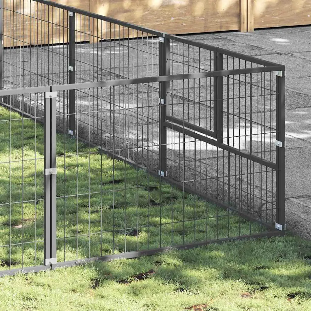 Dog Kennel Silver Outdoor 60m² Steel Wire Mesh Run Lockable Door