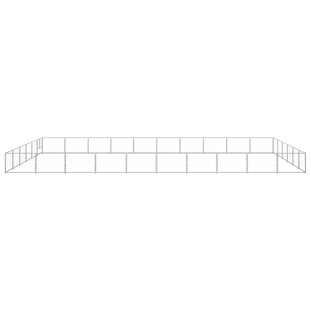 Dog Kennel Silver Outdoor 60m² Steel Wire Mesh Run Lockable Door