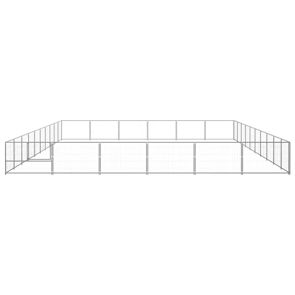 Dog Kennel Silver Outdoor 60m² Steel Wire Mesh Run Lockable Door