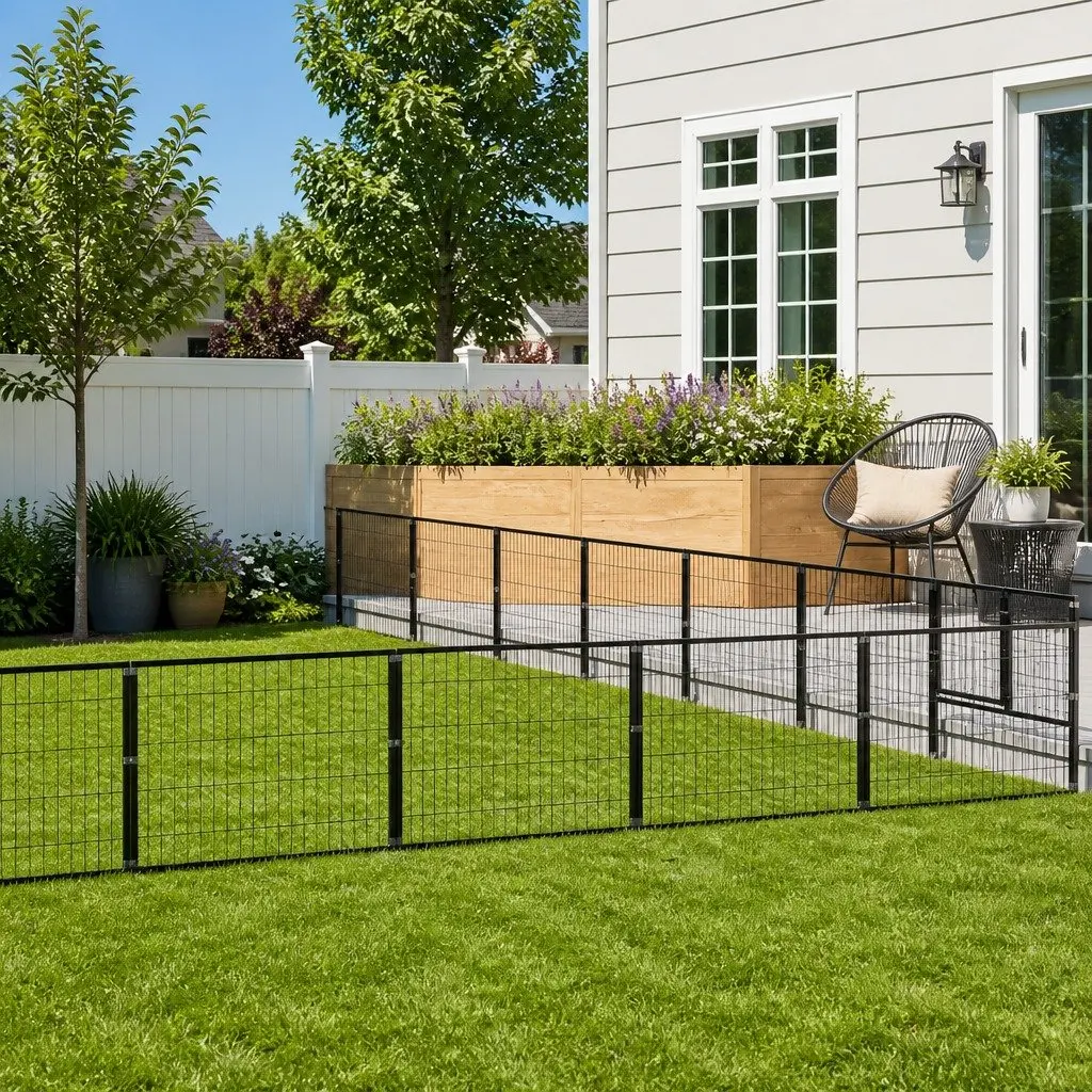 Dog Kennel Black Large Outdoor Steel Wire Mesh Exercise Run Playpen