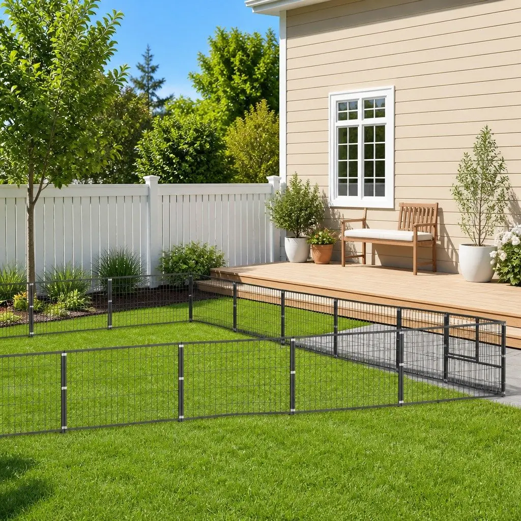 Dog Kennel Silver Large Steel Wire Mesh Outdoor Exercise Run Pen