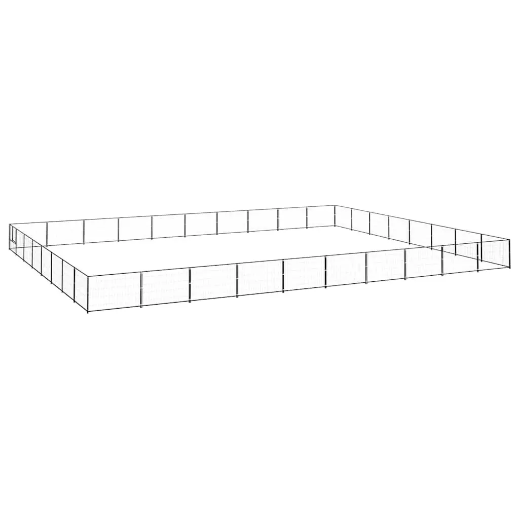 Dog Kennel Black Steel Outdoor Pet Enclosure Exercise Play Area