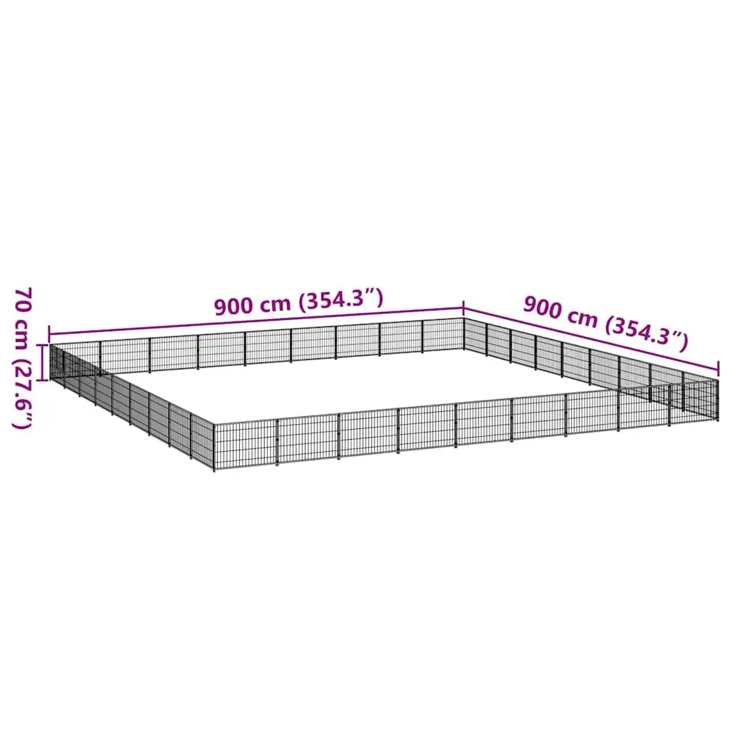 Dog Kennel Black Steel Wire Mesh Outdoor Exercise Area