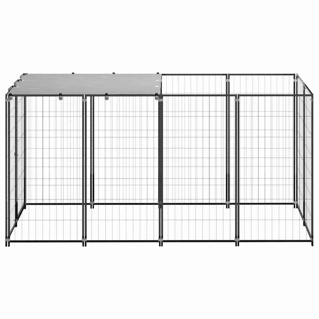 Dog Kennel Black Steel Cage Enclosure Run Exercise Play Pen Area 2.42m²
