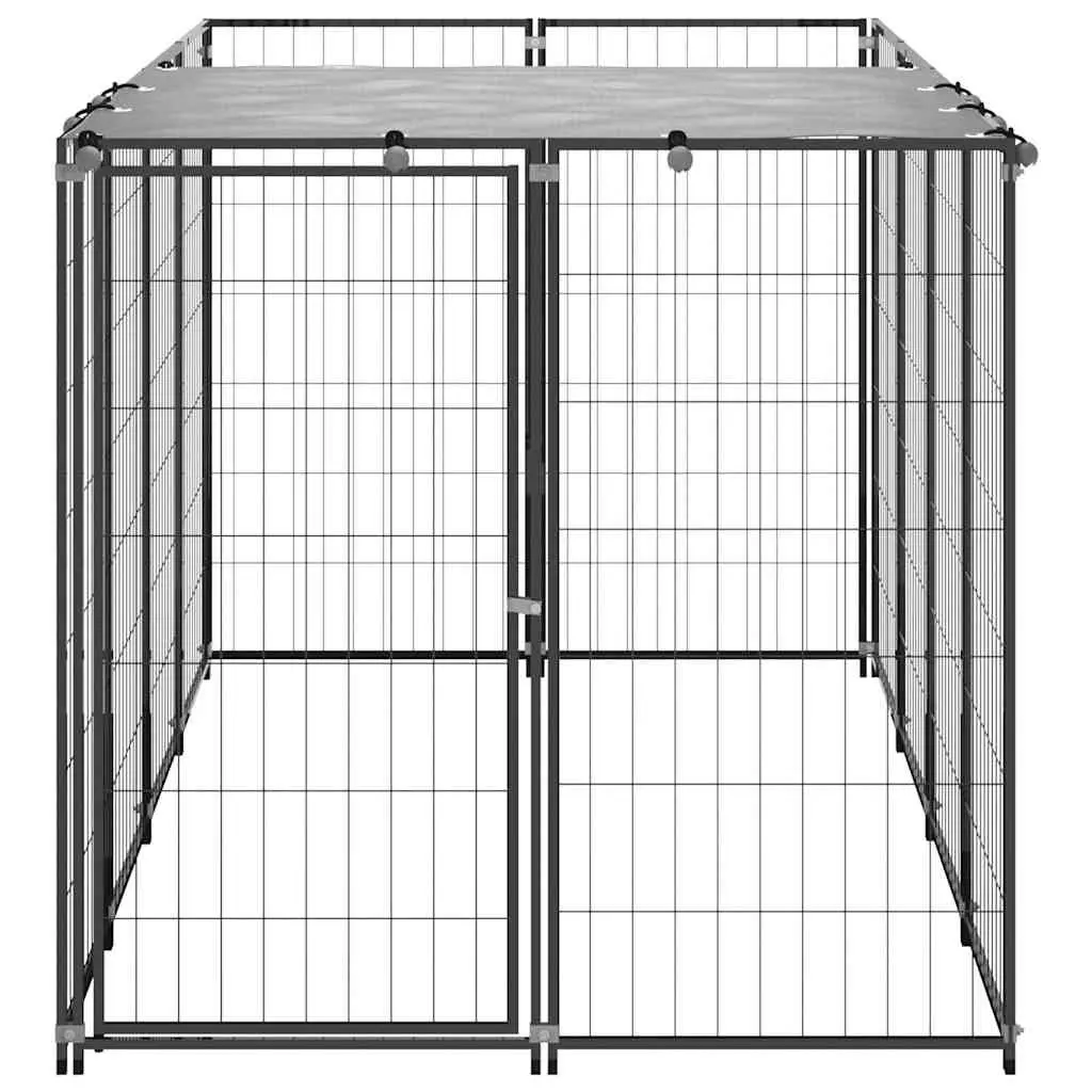 Dog Kennel Black Steel Cage Enclosure Run Exercise Play Pen Area 2.42m²