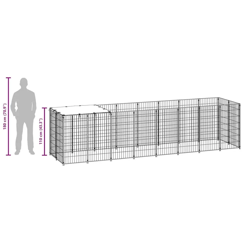 Dog Kennel Black Large Outdoor Steel Wire Mesh Enclosure