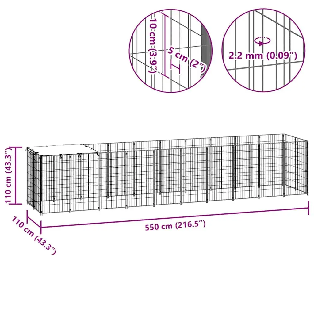 Dog Kennel Silver Large Steel Outdoor Pet Enclosure Exercise Run Cage