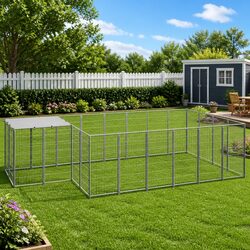 Concise Large Outdoor Dog Kennel for Play and Safety