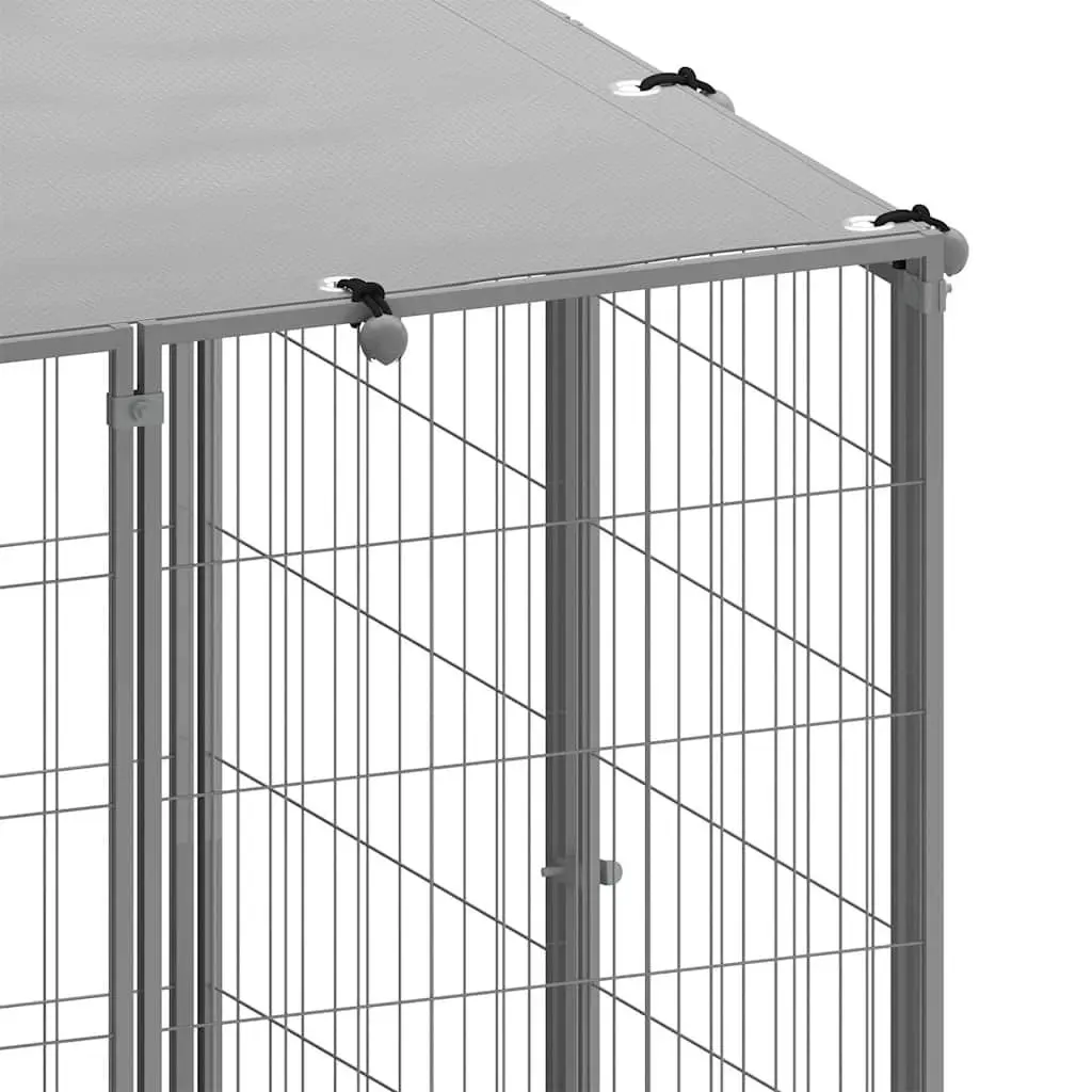 Dog Kennel Silver Large Outdoor Steel Enclosure Exercise Area
