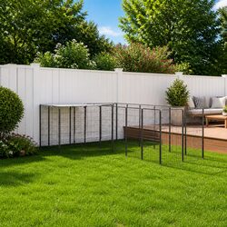 Dog Kennel Black Outdoor Steel Pet Enclosure Cage Run Large Exercise Space