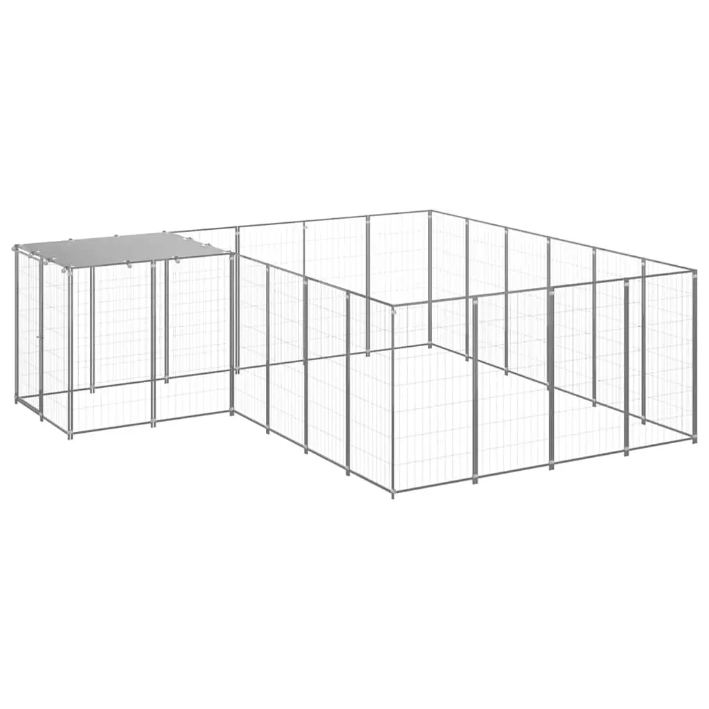 Dog Kennel Silver Large Steel Wire Mesh Outdoor Run Enclosure Exercise Play Pen