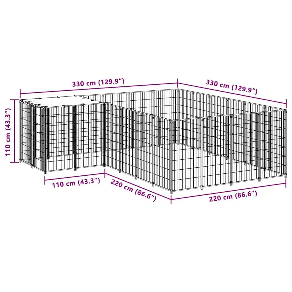 Dog Kennel Silver Large Steel Wire Mesh Outdoor Run Enclosure Exercise Play Pen